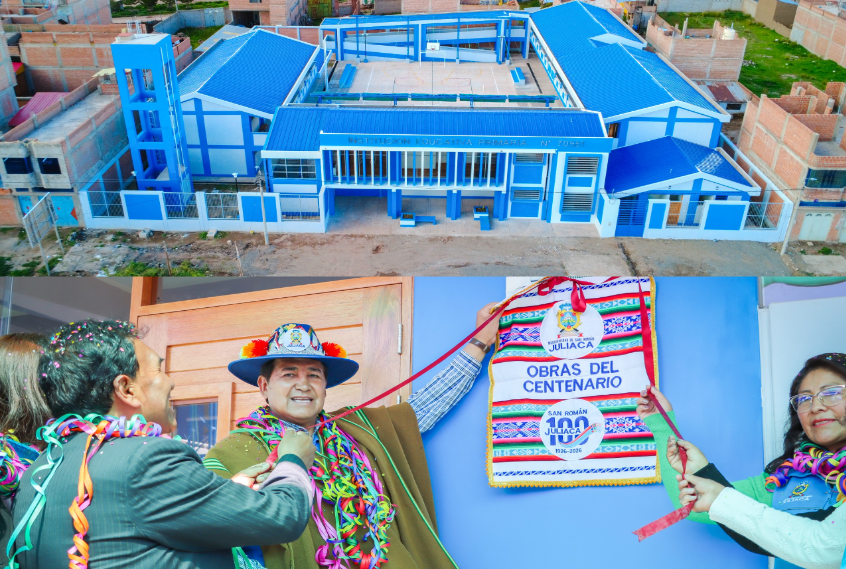 Juliaca | Alcalde inaugura moderna infraestructura educativa en la I.E.P. 70581 «Acomocco»