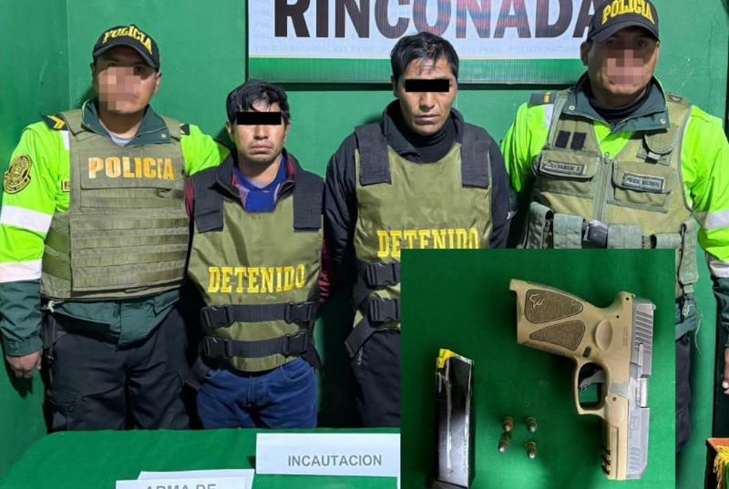 Ananea | Policía frustra asalto armado y detiene a dos sujetos en operativo en la avenida Principal