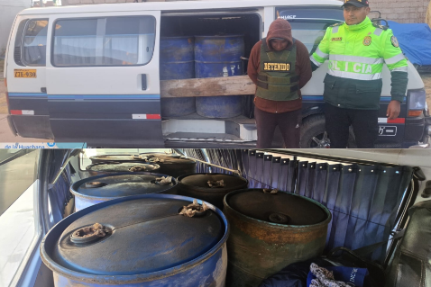 Desaguadero | Intervienen combi con 1600 litros de combustible presuntamente de contrabando