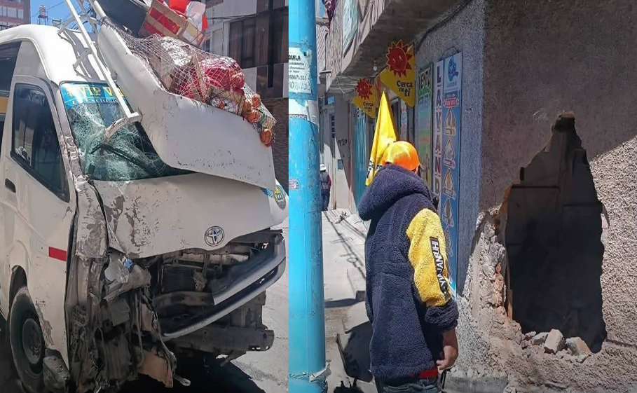 Puno | Vehículo sin frenos se estrella contra vivienda y deja varios heridos